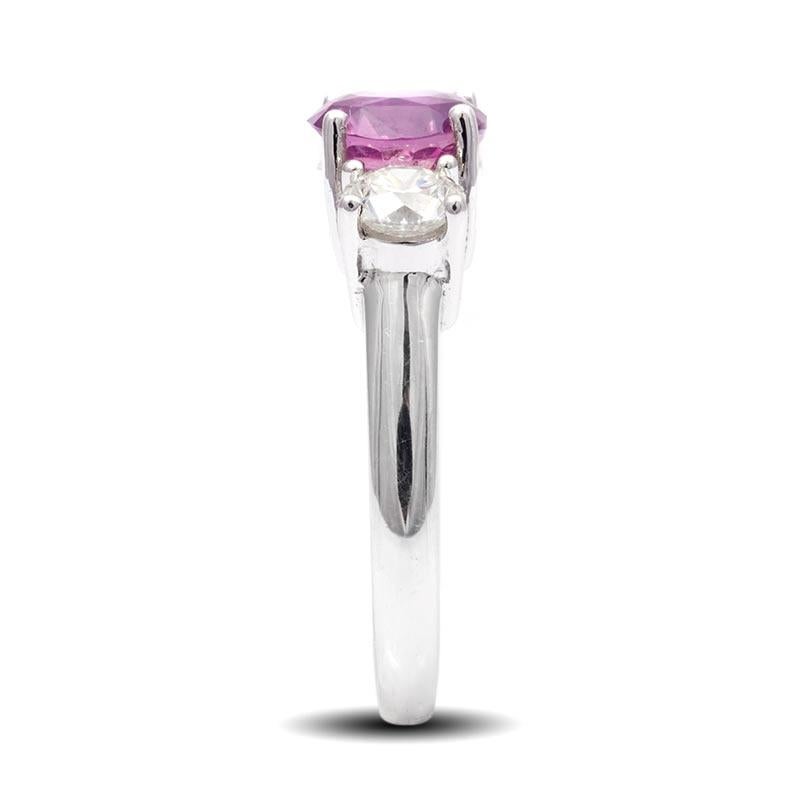 Mixed Cut 1.99 Carats Natural Pink Sapphire set in 18KWG Ring with 0.86 carats Diamonds For Sale
