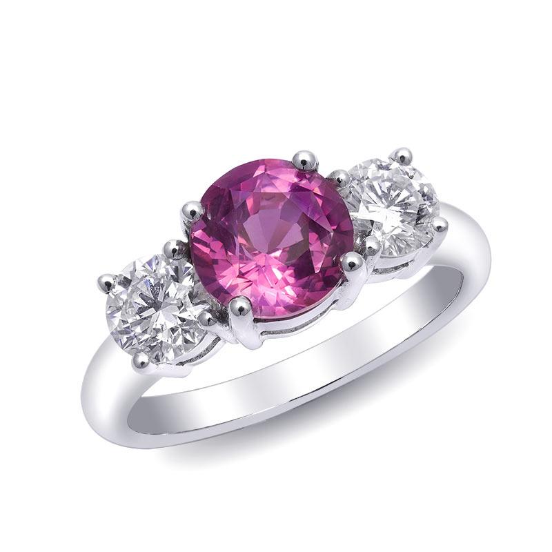 1.99 Carats Natural Pink Sapphire set in 18KWG Ring with 0.86 carats Diamonds In New Condition For Sale In Los Angeles, CA