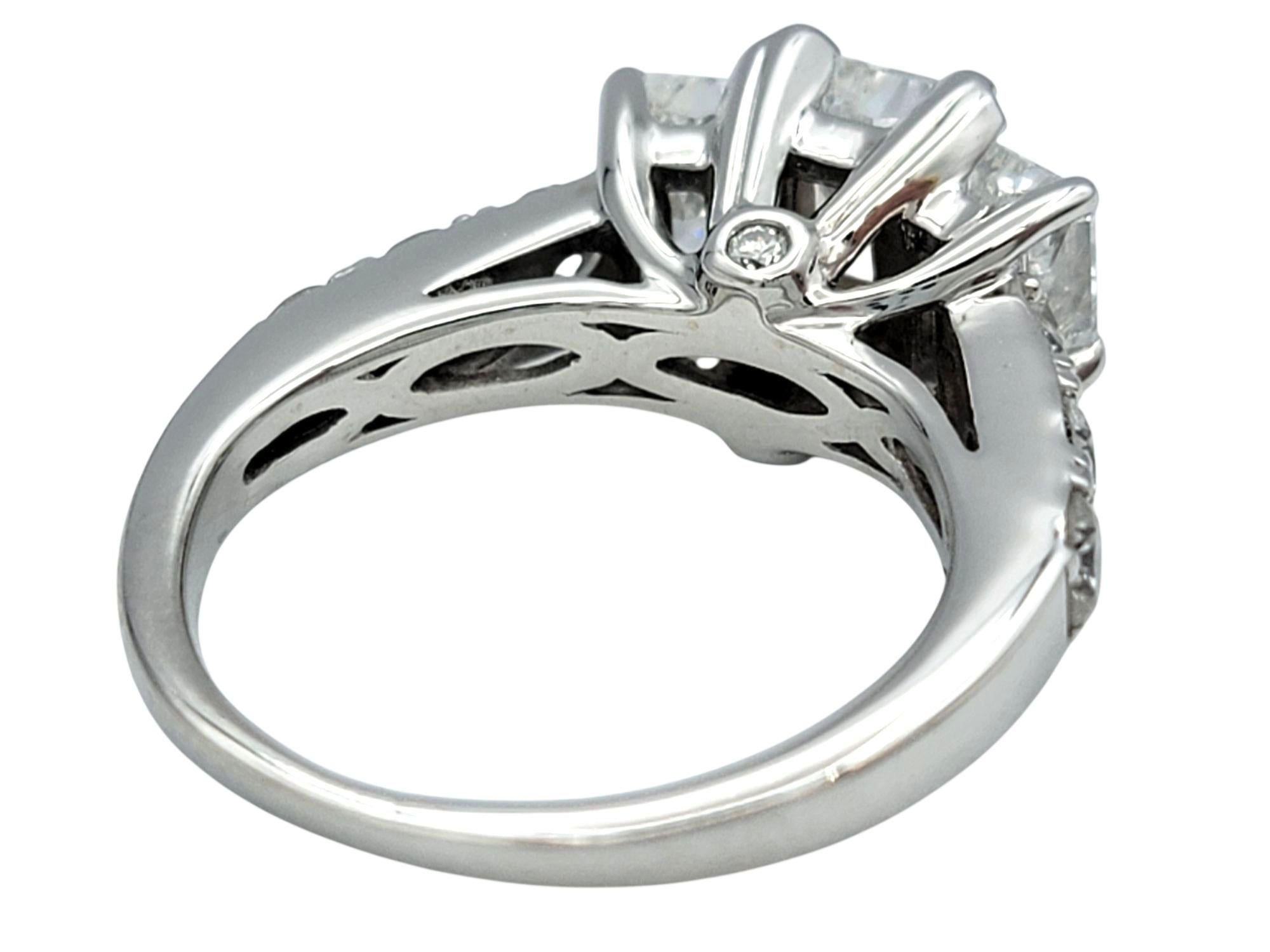 1.99 Carats Total Three Stone Radiant Diamond Engagement Ring in 14 Karat Gold Pour femmes en vente