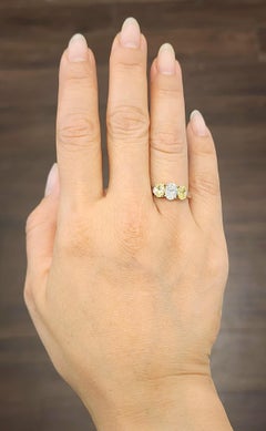 1.99 ct GIA Certified 3-Stone White & Yellow Natural Diamond Ring