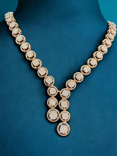 1.99 Cts F/VS1 Round Brilliant Cut Diamonds Single Line Necklace 14K Rose Gold
