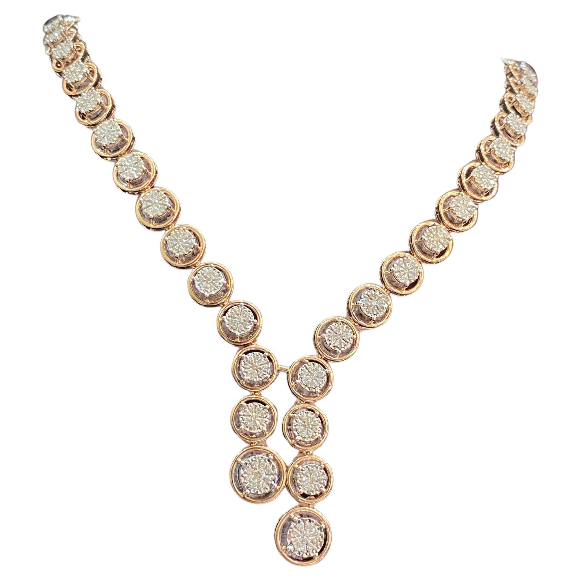 1.99 Cts F/VS1 Diamants ronds taillés en brillant Collier à ligne unique en or rose 14K