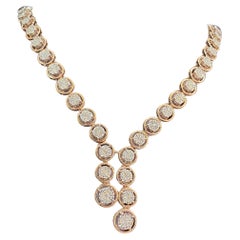 1.99 Cts F/VS1 Round Brilliant Cut Diamonds Single Line Necklace 14K Rose Gold