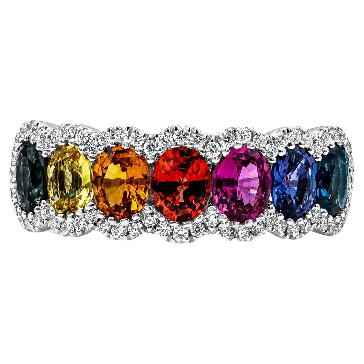 Roman Malakov 1,99 Karat Gesamt Ovalschliff Mehrfarbiger Saphir Mode-Ring (Zeitgenössisch) im Angebot
