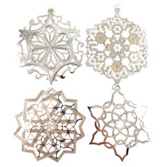 Vintage 1990-1993 Lot of 4 MMA Sterling Silver Snowflake Ornaments #18721