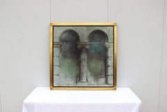 1990 Angel Busca Architectural Artwork Tempera and Oil on Board, One-of-a-Kind