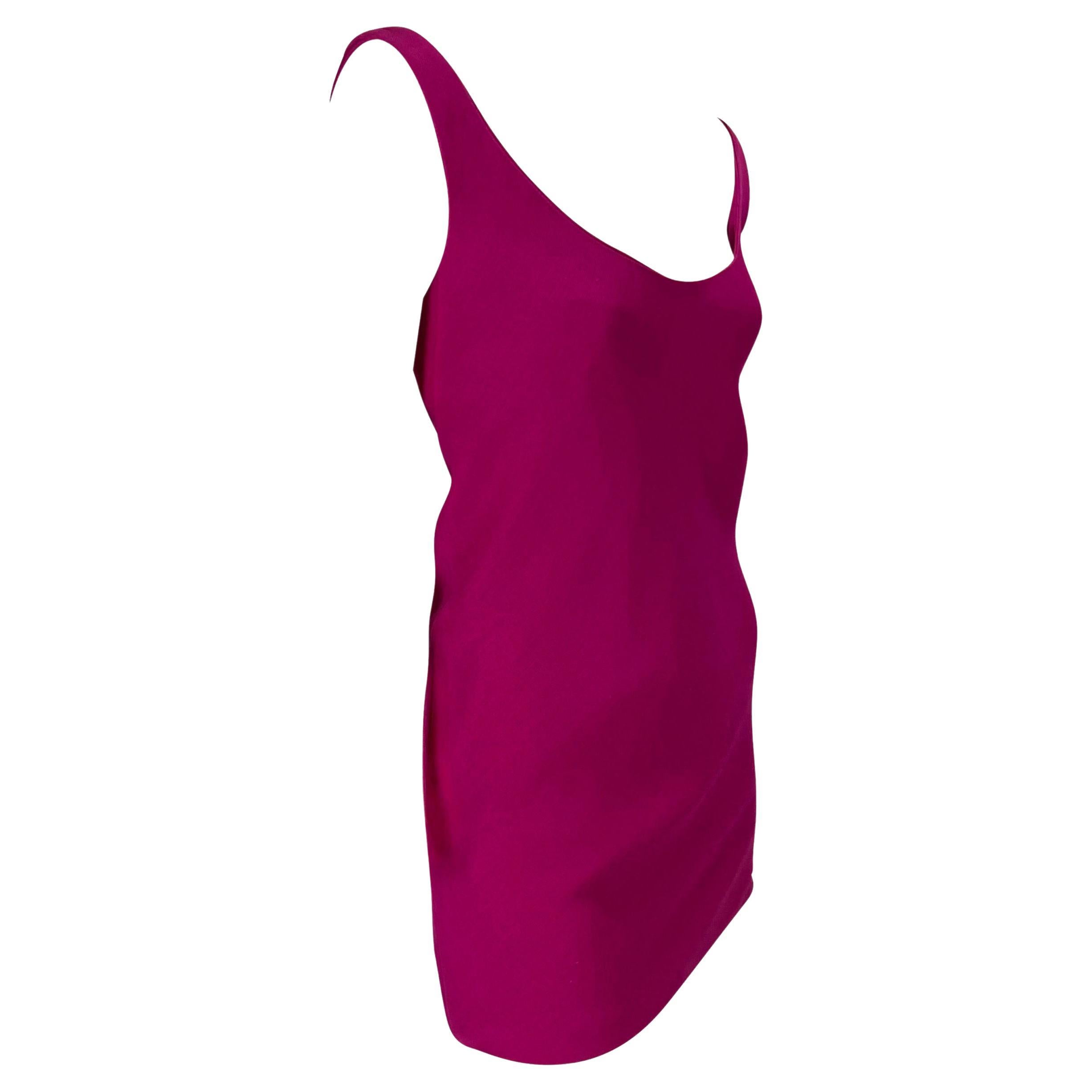 1990 Atelier Versace Haute Couture Hot Pink Wool Mini Dress For Sale 1
