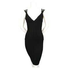 1990 AZZEDINE ALAIA black RUNWAY dress with strappy back