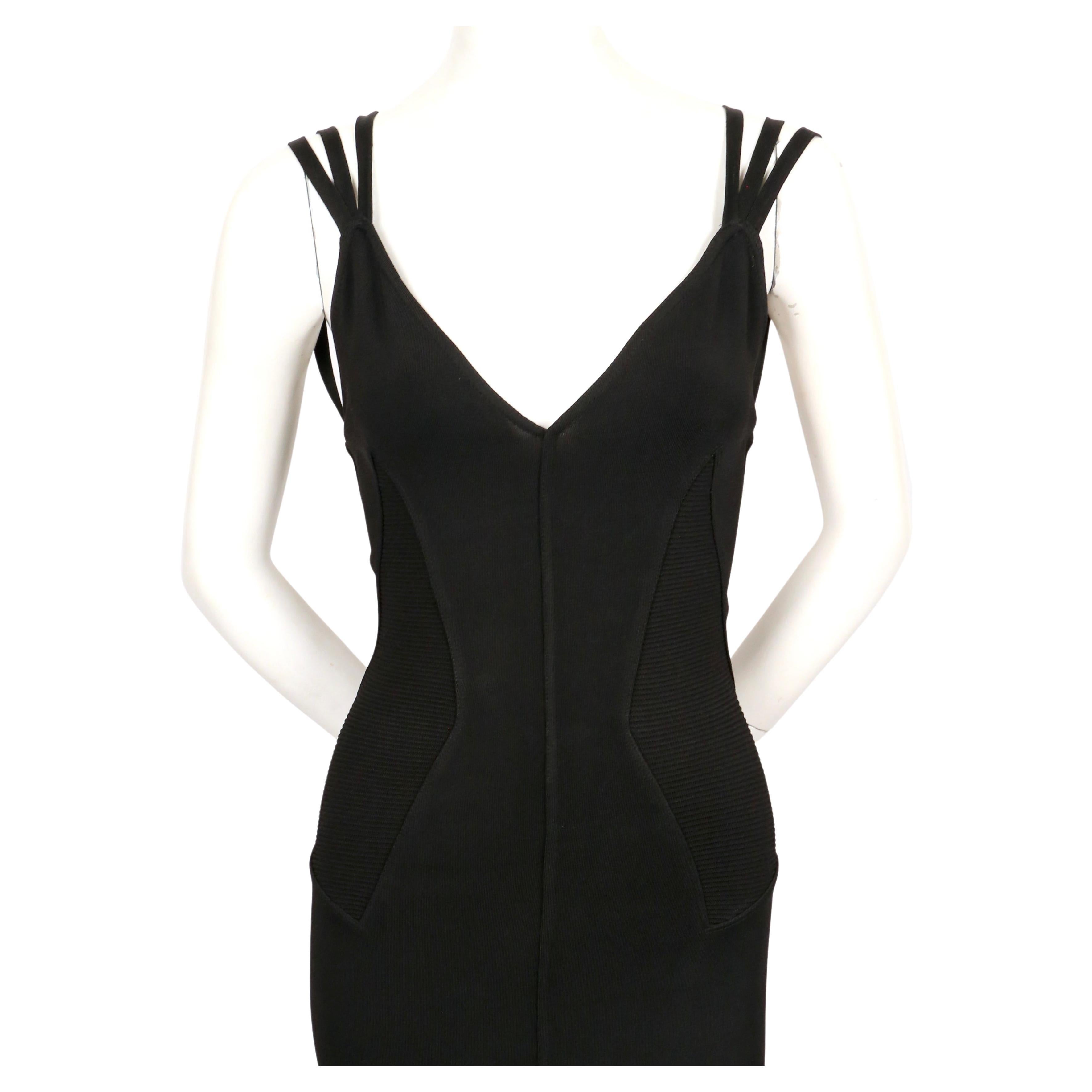 1990 AZZEDINE ALAIA black runway dress with strappy back In Good Condition For Sale In San Fransisco, CA