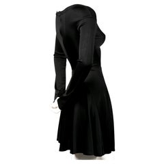 1990 AZZEDINE ALAIA black seamed mini dress with full skirt