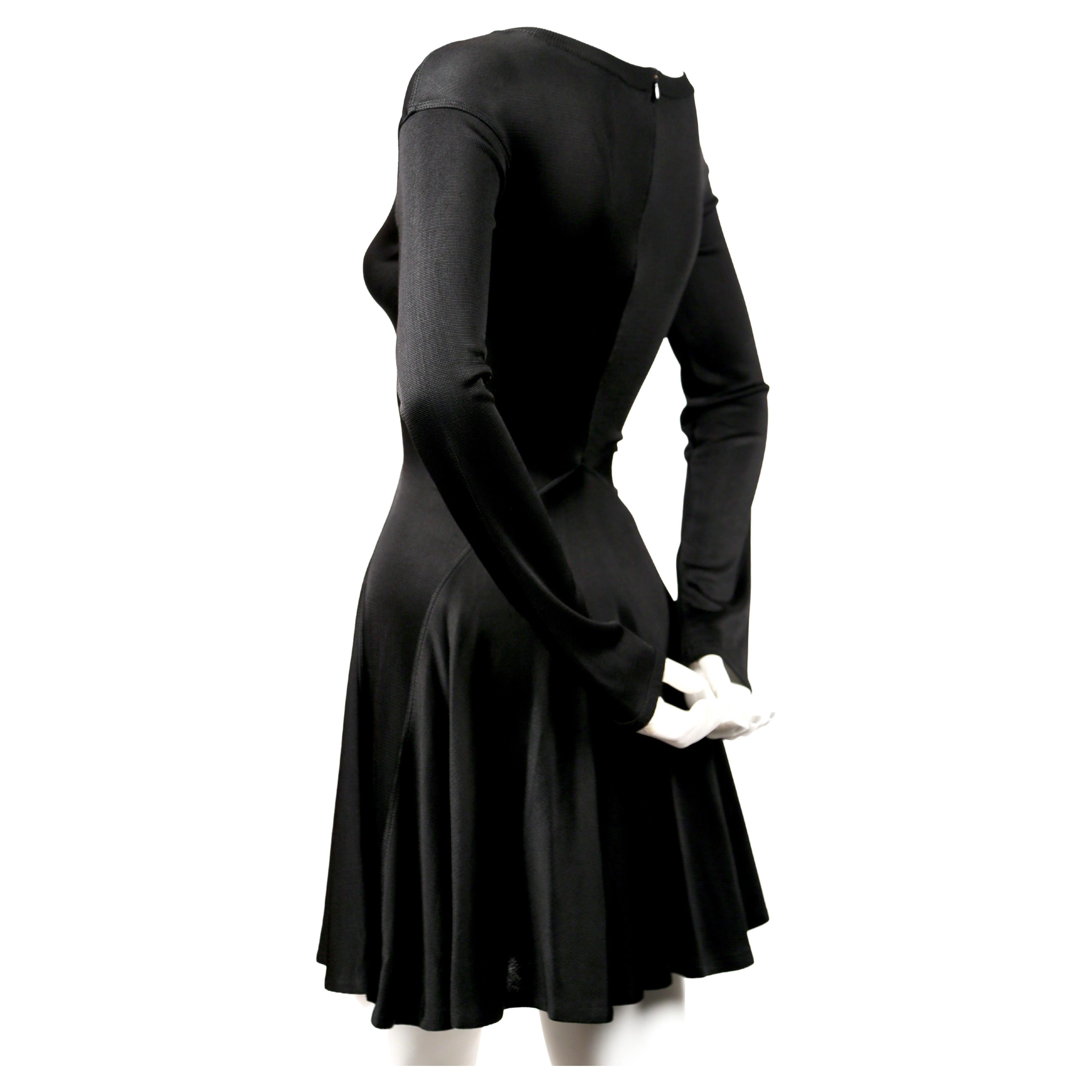 1990 AZZEDINE ALAIA black seamed mini dress with full skirt  In Good Condition For Sale In San Fransisco, CA