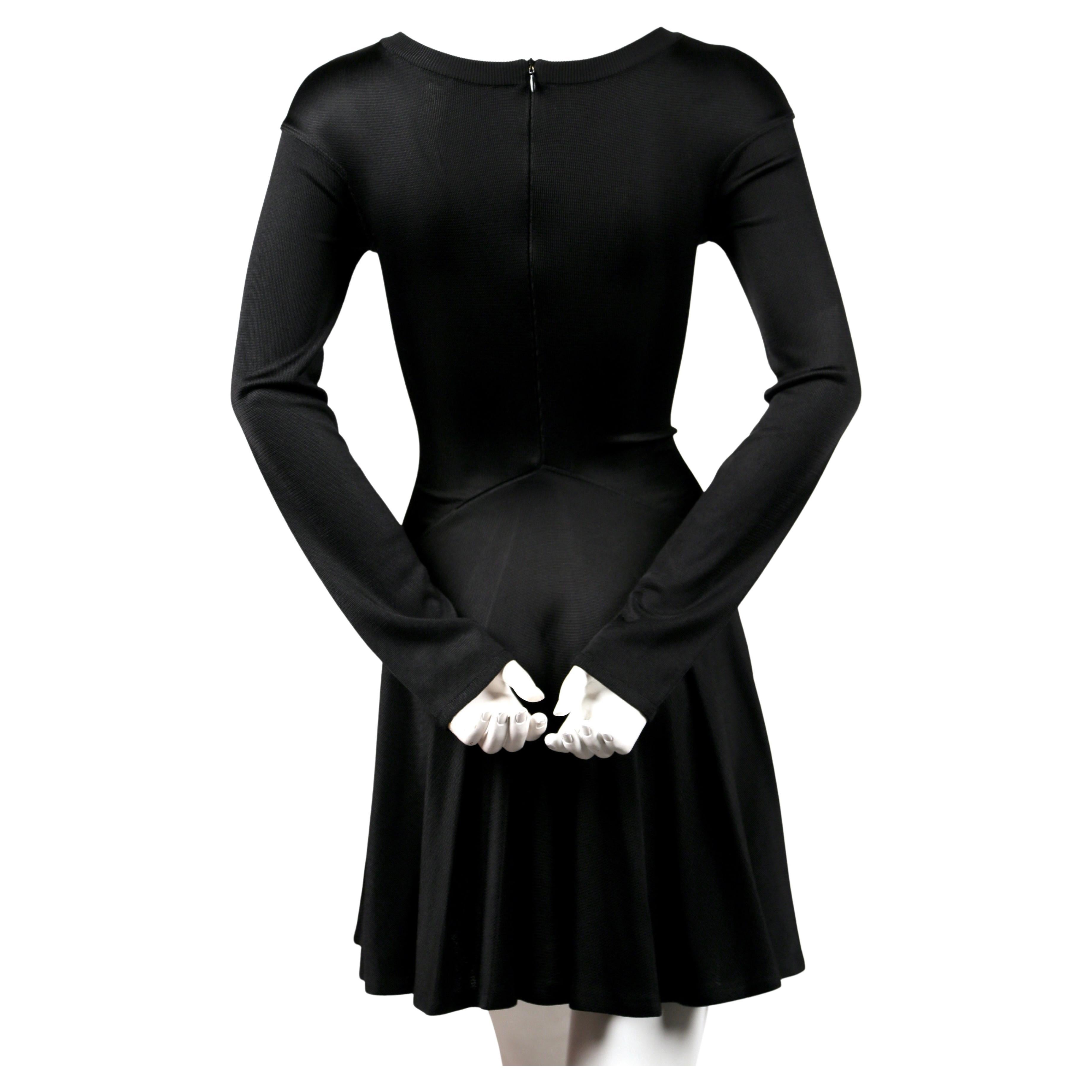 1990 AZZEDINE ALAIA black seamed mini dress with full skirt  For Sale 1