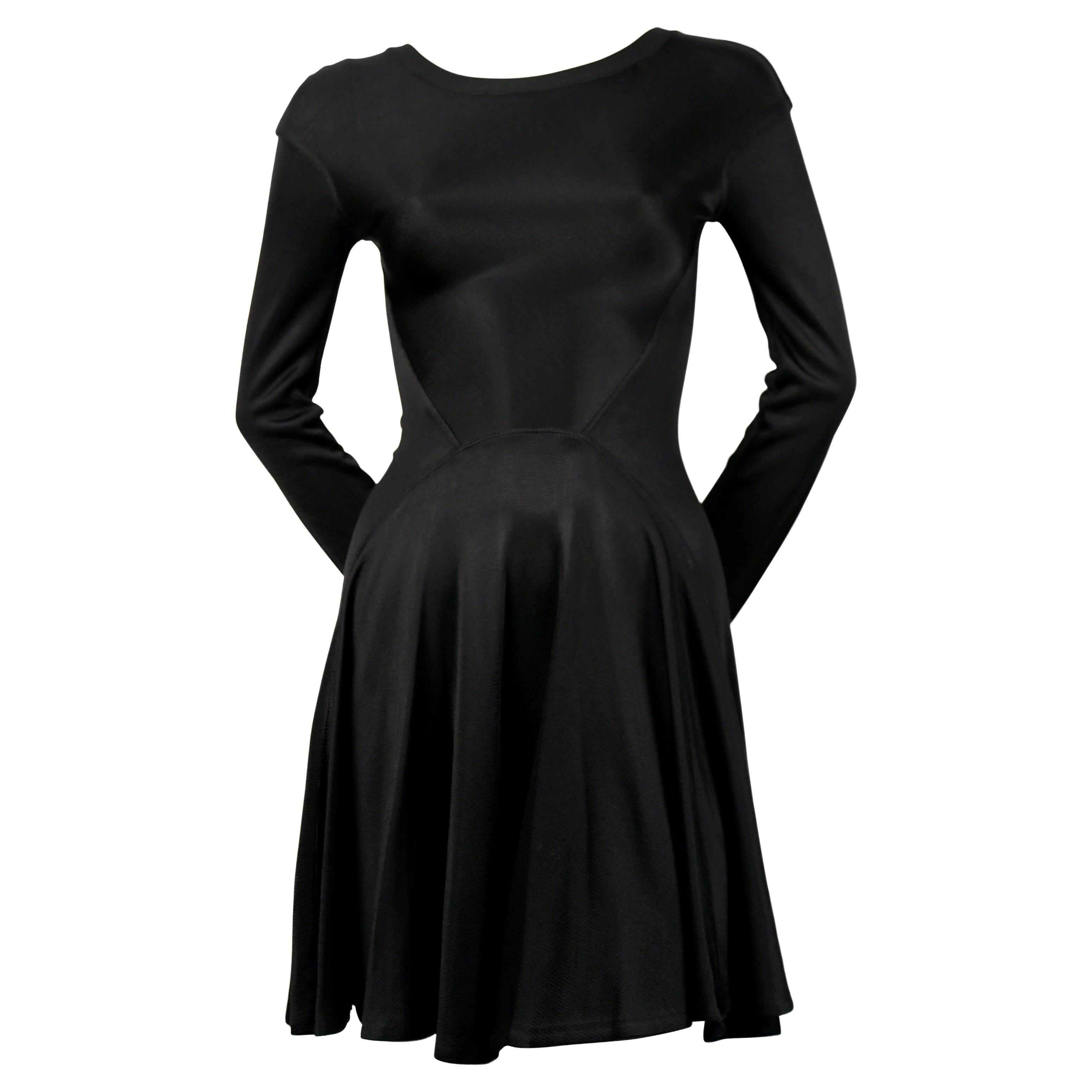 1990 AZZEDINE ALAIA black seamed mini dress with full skirt  For Sale