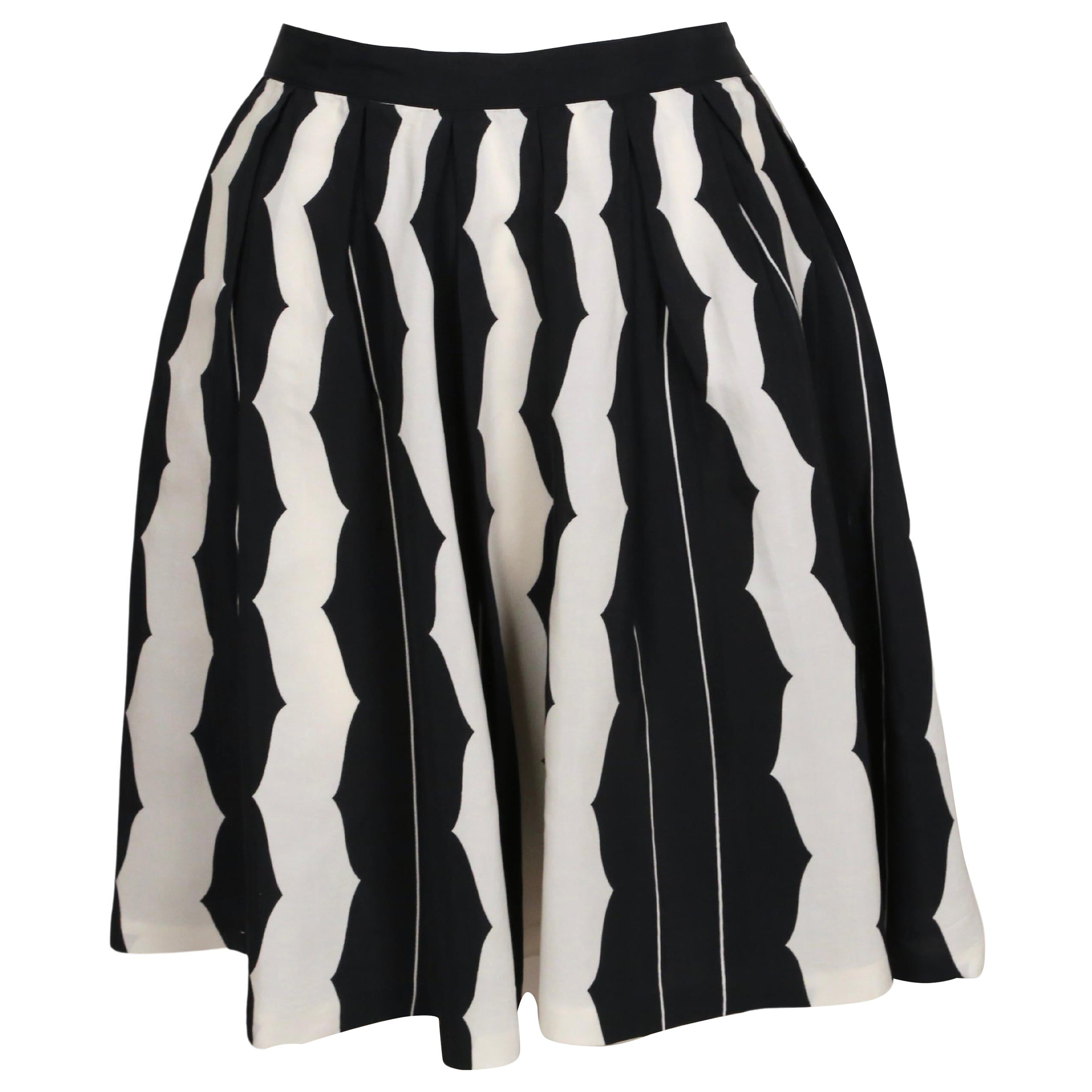 1990 AZZEDINE ALAIA deep navy blue printed runway skirt