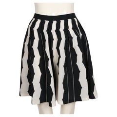 1990 AZZEDINE ALAIA deep navy blue printed runway skirt