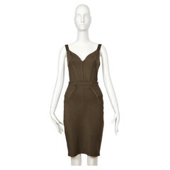 1990 AZZEDINE ALAIA khaki bodysuit and matching skirt - RUNWAY