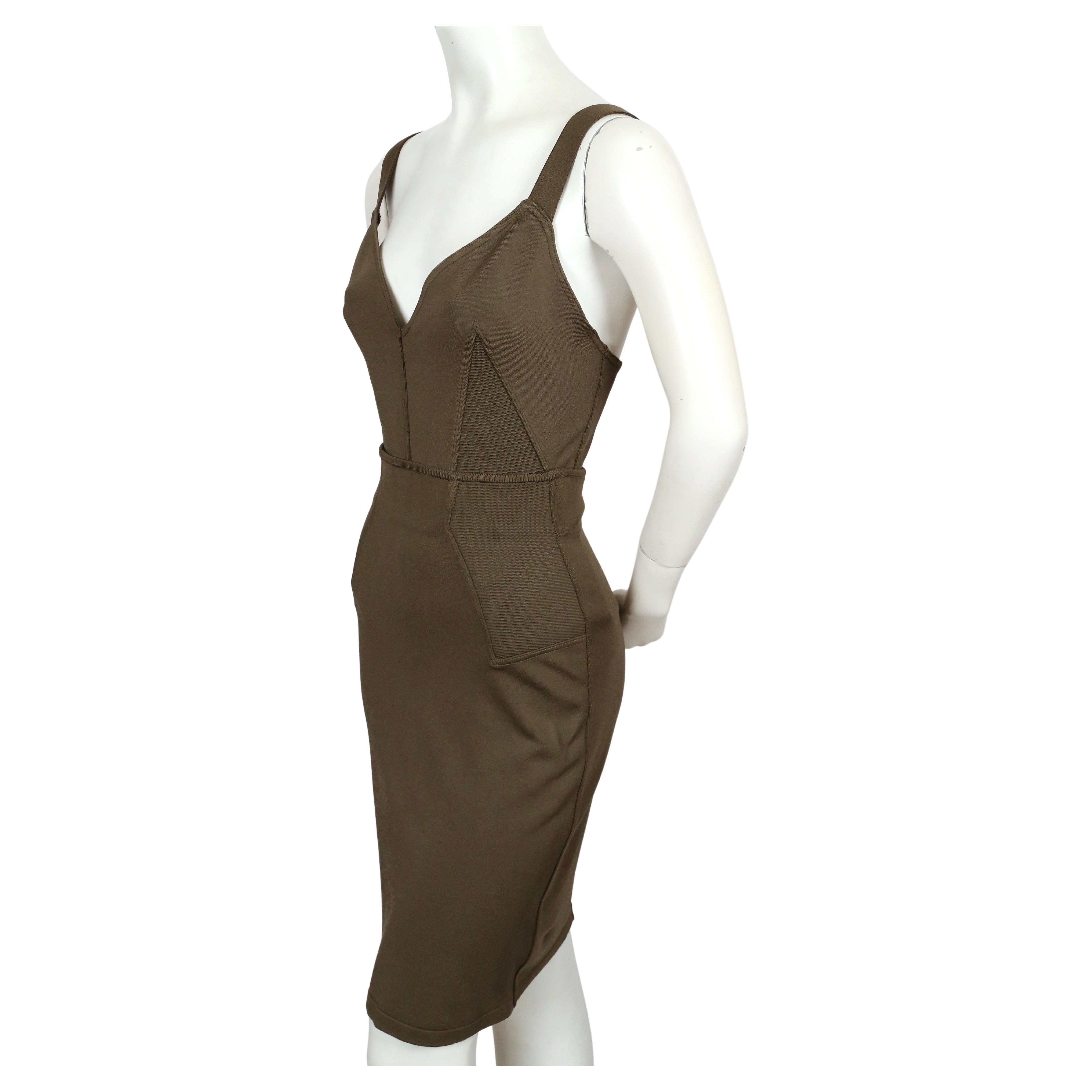 1990 AZZEDINE ALAIA khaki bodysuit and matching skirt - RUNWAY In Good Condition For Sale In San Fransisco, CA