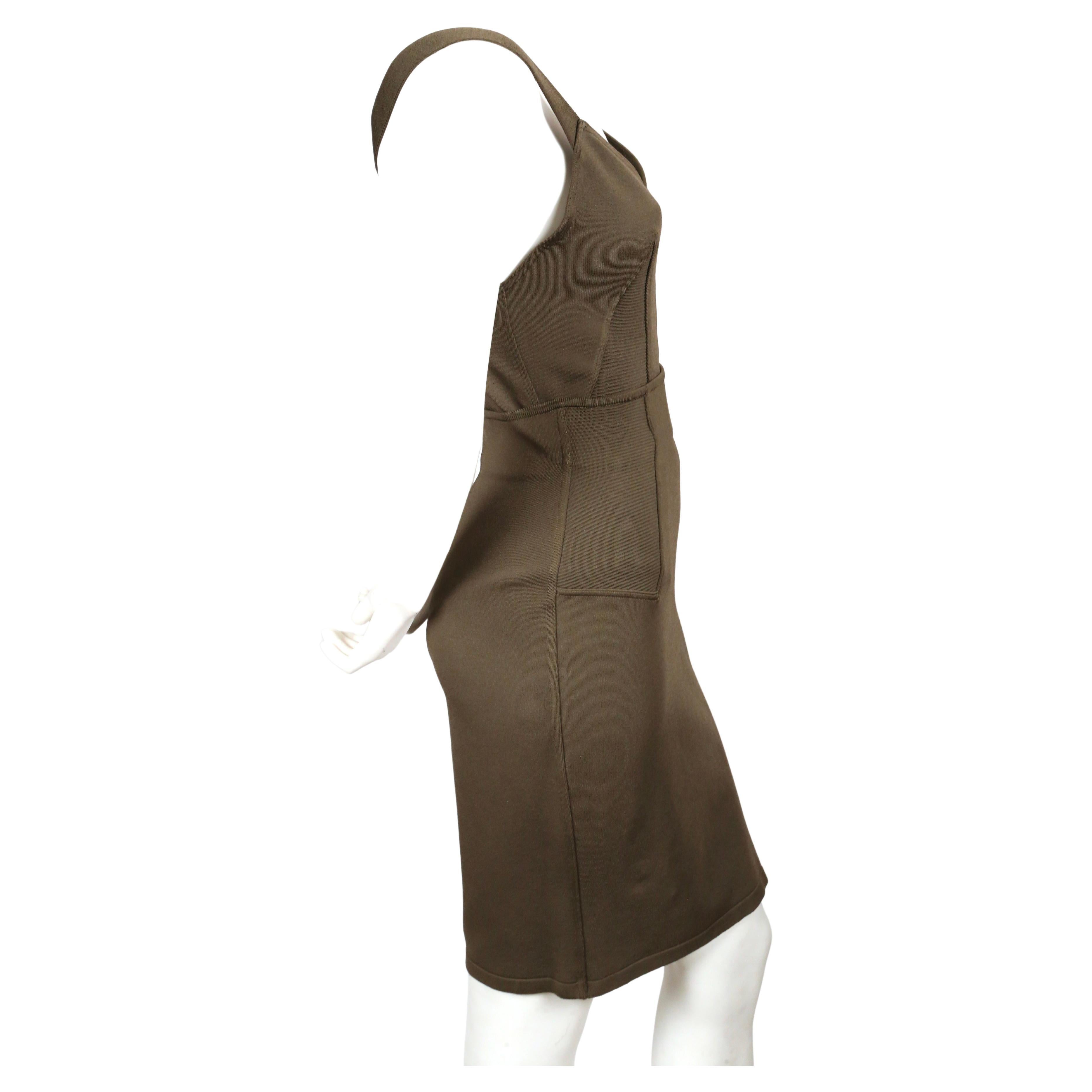 Women's or Men's 1990 AZZEDINE ALAIA khaki bodysuit and matching skirt - RUNWAY For Sale