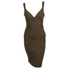 1990 AZZEDINE ALAIA Body color kaki e gonna abbinata - RUNWAY