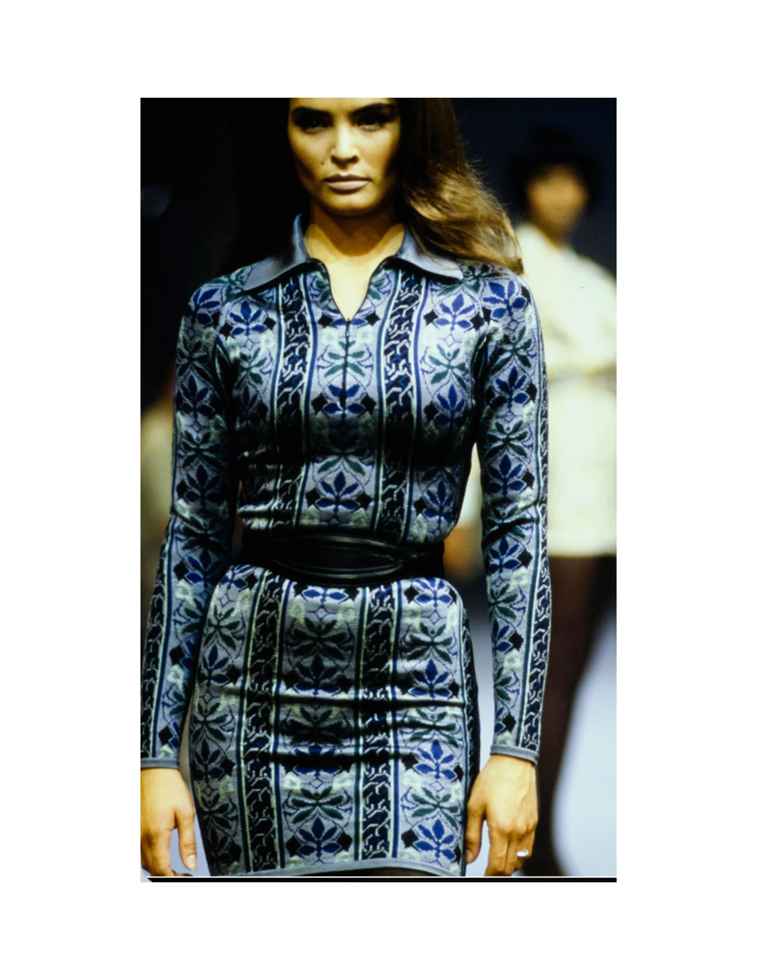 Azzedine Alaia - Robe courte de défilé à fleurs abstraites tissée, 1990 en vente 4