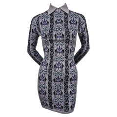 1990 Azzedine Alaia woven abstract floral mini RUNWAY dress