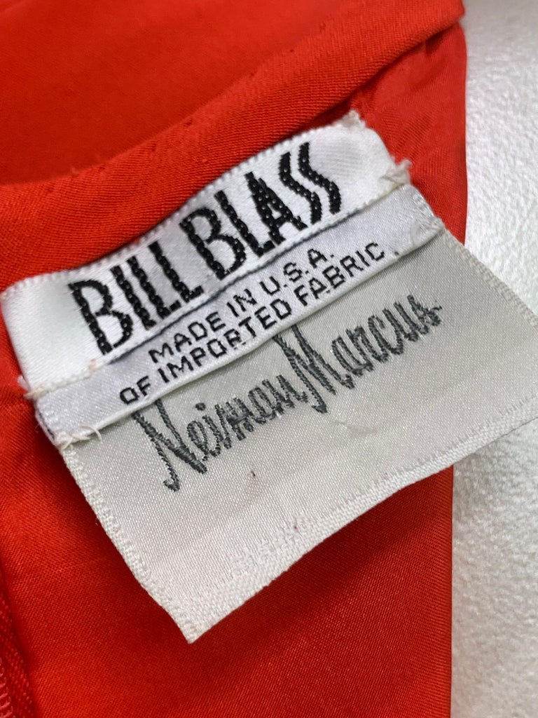 1990 Bill Blass Persimmon Silk Crepe Column Gown w Asymmetrical Neckline Detail For Sale 10
