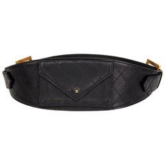 1990 Black Quilted Lambskin Vintage Timeless Belt Bag