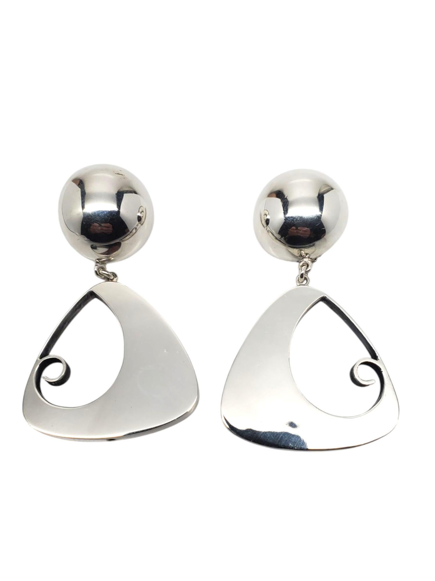 1990 Brenda Schoenfeld Mexico Sterling Silver Modernist Clip On Earrings #20759