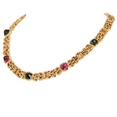 1990 Bvlgari Peridot Tourmaline Sugarloaf Cabochon Choker Bulgari Necklace