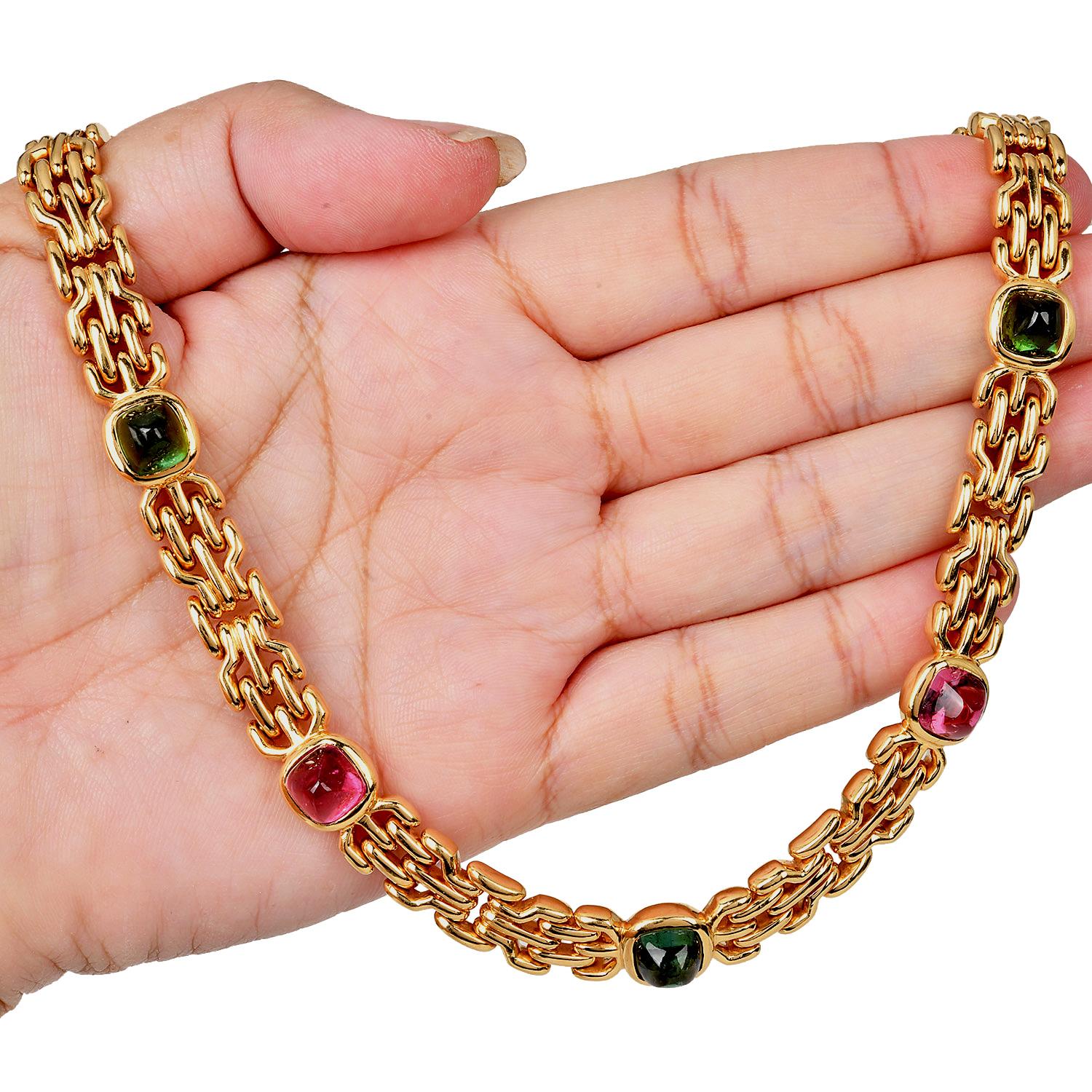 1990 Bvlgari Peridot Tourmaline Sugarloaf Cabochon Choker Bulgari Necklace 1