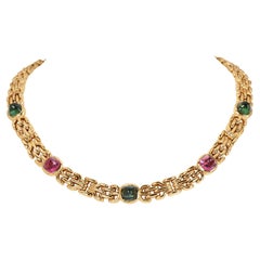 1990 Bvlgari Peridot Tourmaline Sugarloaf Cabochon Choker Bulgari Necklace