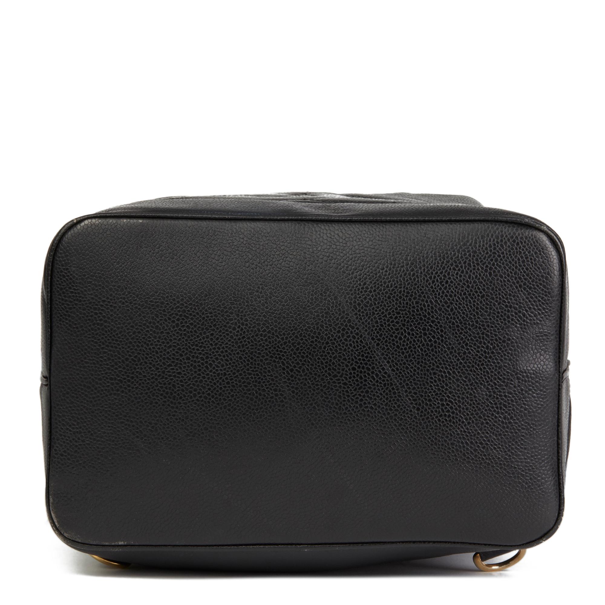 1990 Chanel Black Cavair Leather Vintage Timeless Single Strap Backpack 1