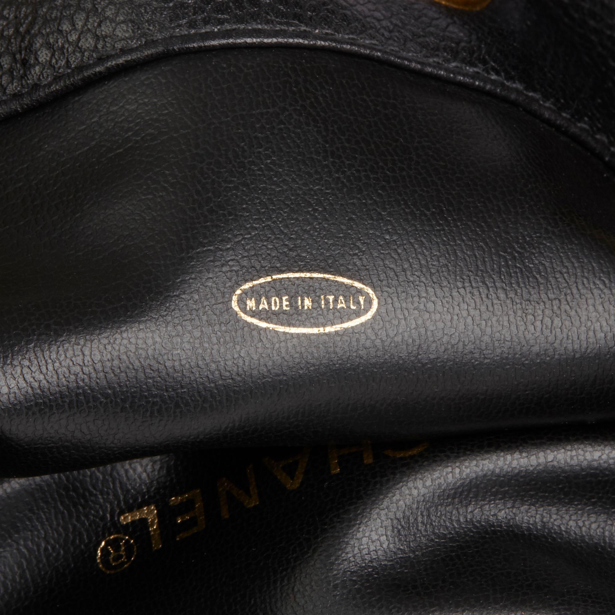 1990 Chanel Black Cavair Leather Vintage Timeless Single Strap Backpack 4