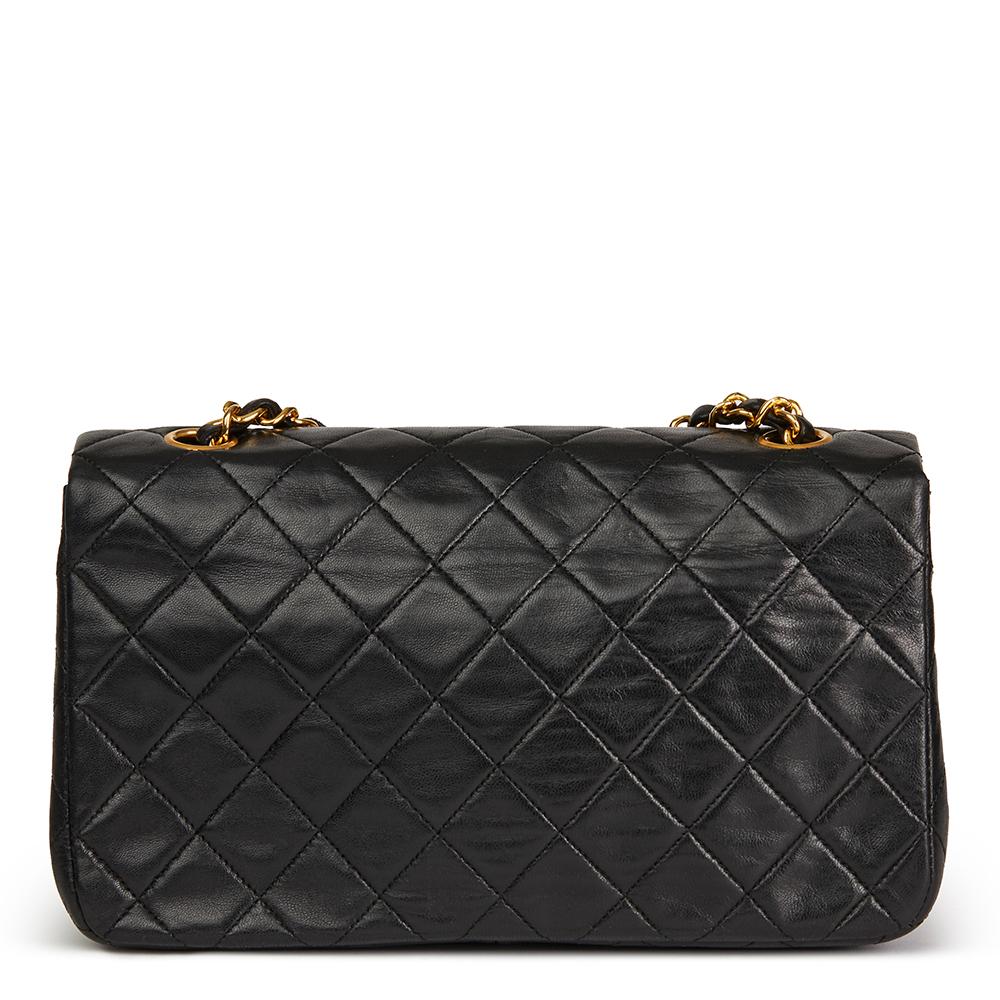 1990 Chanel Black Quilted Lambskin Small Classic Single Full Flap Bag In Excellent Condition In Bishop's Stortford, Hertfordshire