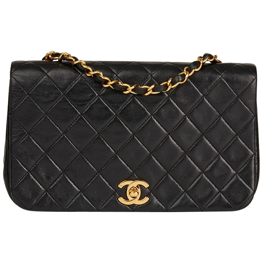 1990 Chanel Black Quilted Lambskin Small Classic Single Full Flap Bag