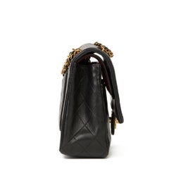 1990 Chanel Black Quilted Lambskin Vintage Medium Classic Double Flap Bag