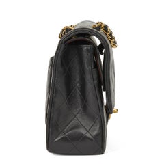 1990 Chanel Black Quilted Lambskin Vintage Medium Classic Double Flap Bag