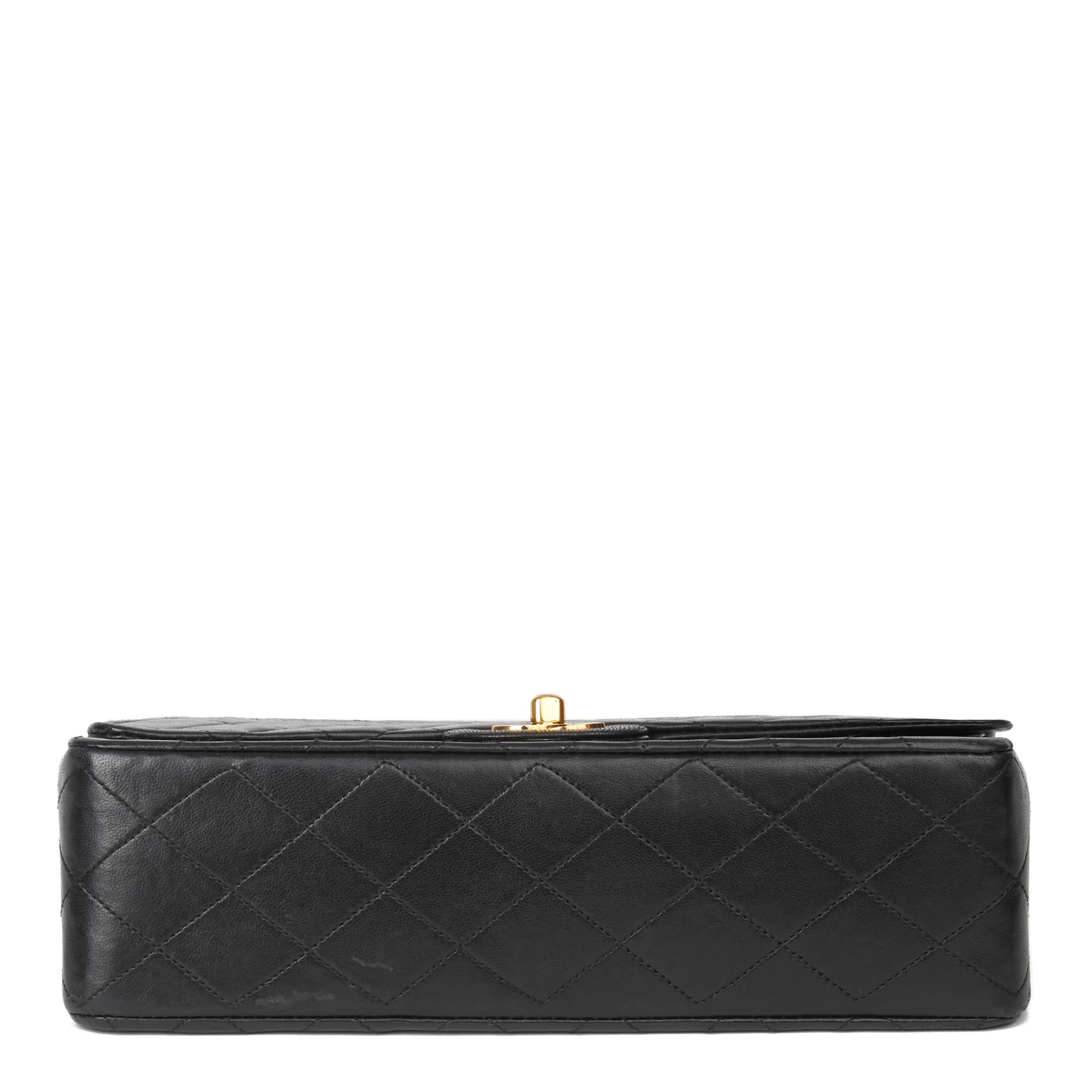 1990 Chanel Black Quilted Lambskin Vintage Medium Classic Double Flap Bag  1