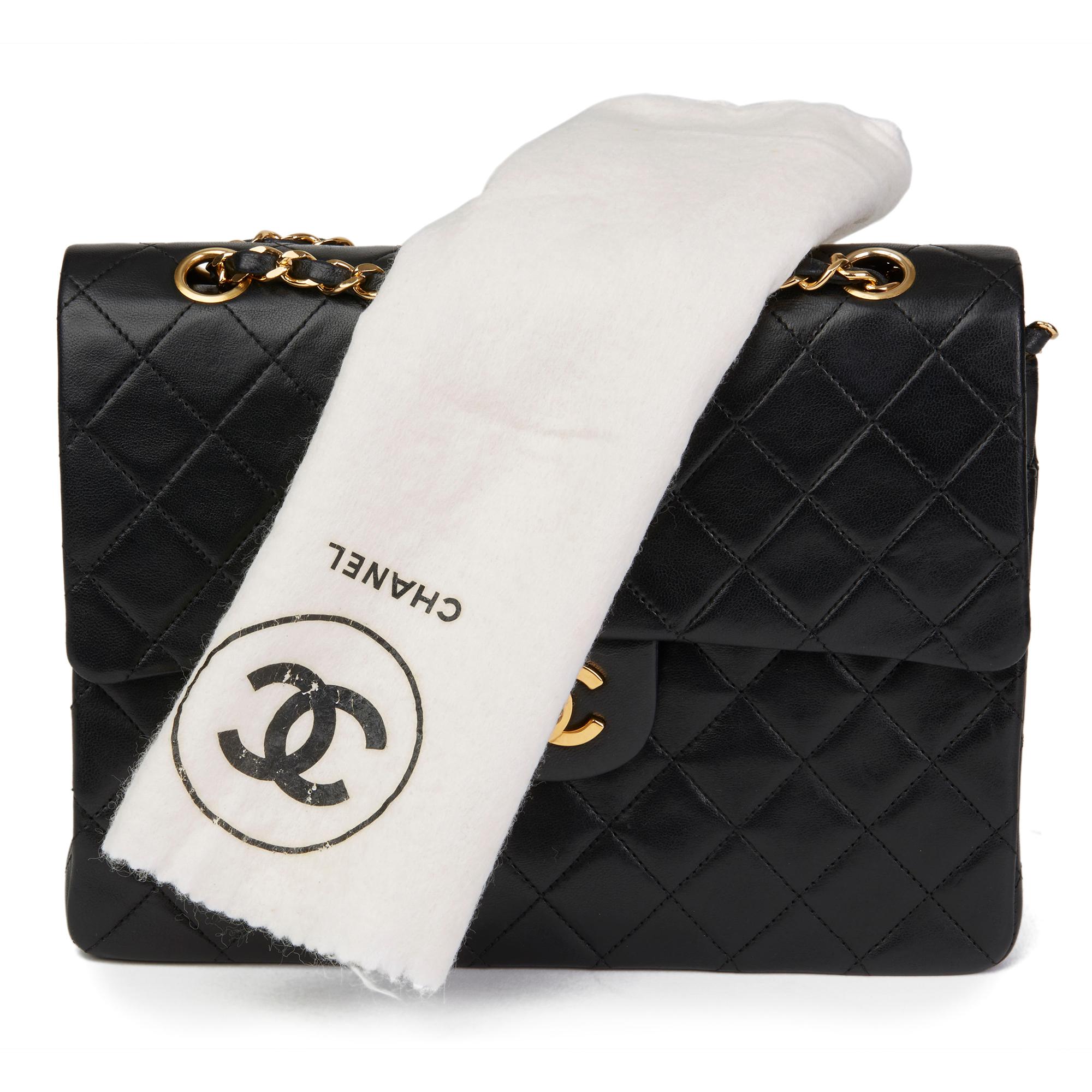 1990 Chanel Black Quilted Lambskin Vintage Medium Tall Classic Double Flap Bag 7