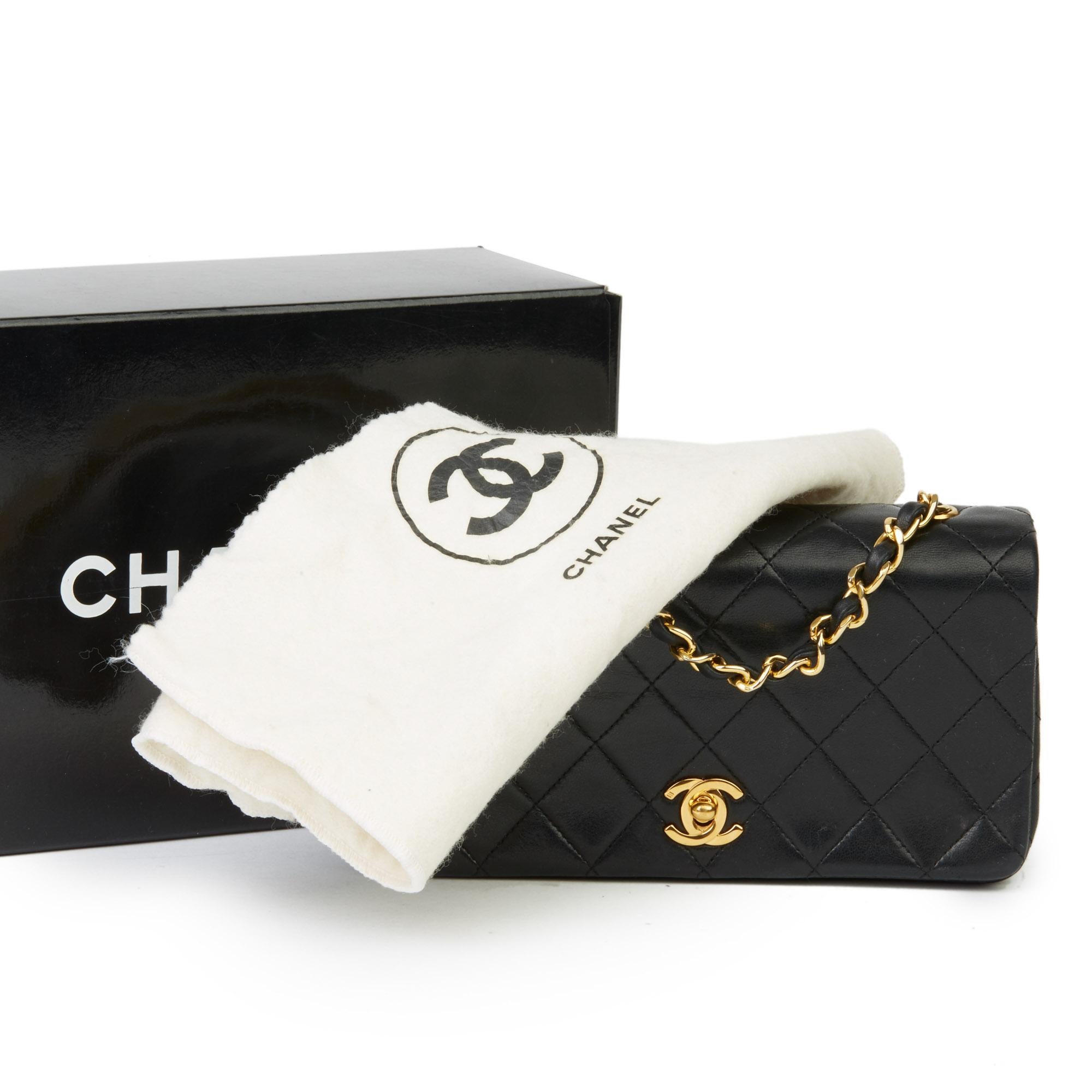 1990 Chanel Black Quilted Lambskin Vintage Mini Flap Bag 7