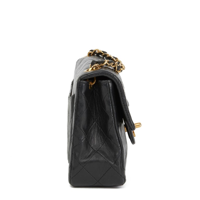 Chanel Black Matelasse Lambskin Small Crossbody Flap Bag 1989-91