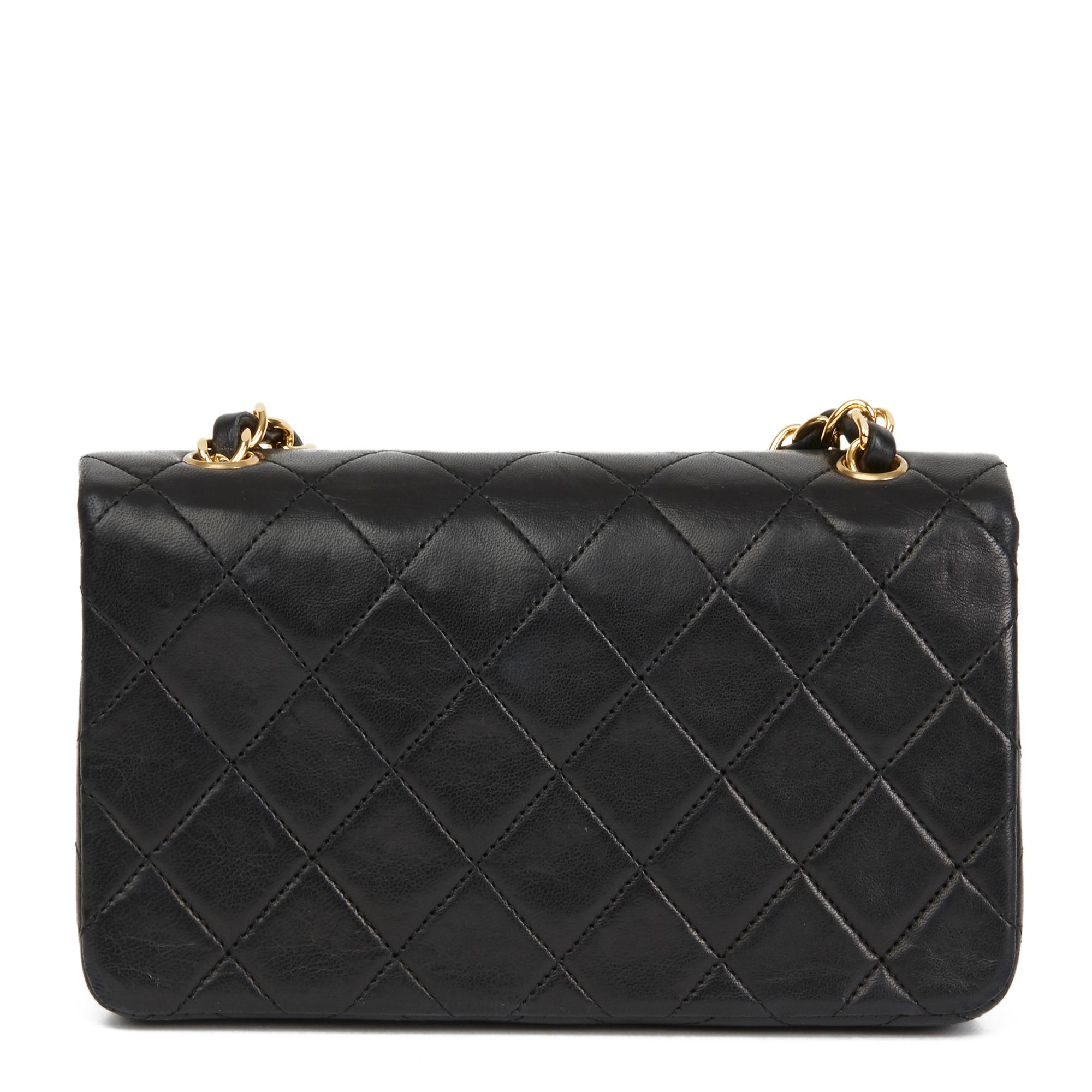 Women's 1990 Chanel Black Quilted Lambskin Vintage Mini Flap Bag