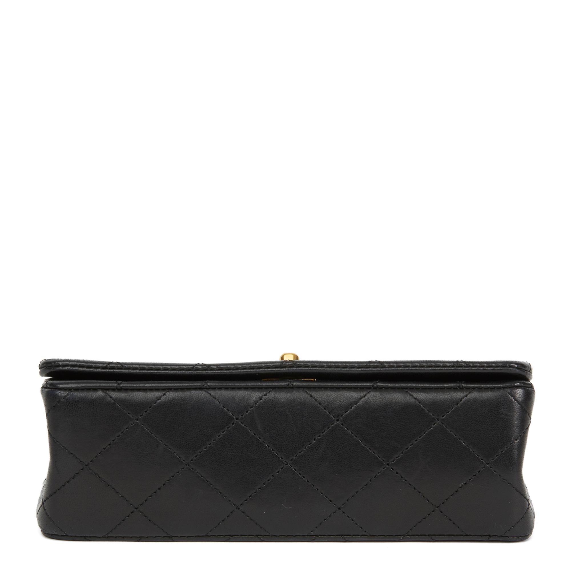 1990 Chanel Black Quilted Lambskin Vintage Mini Flap Bag 1