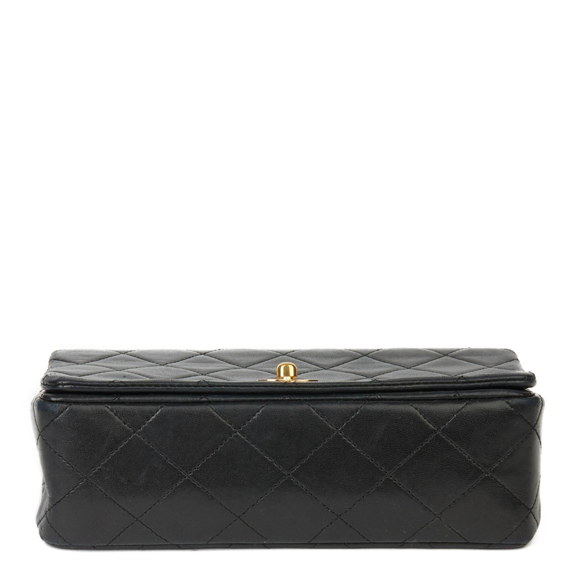 1990 Chanel Black Quilted Lambskin Vintage Mini Flap Bag 1