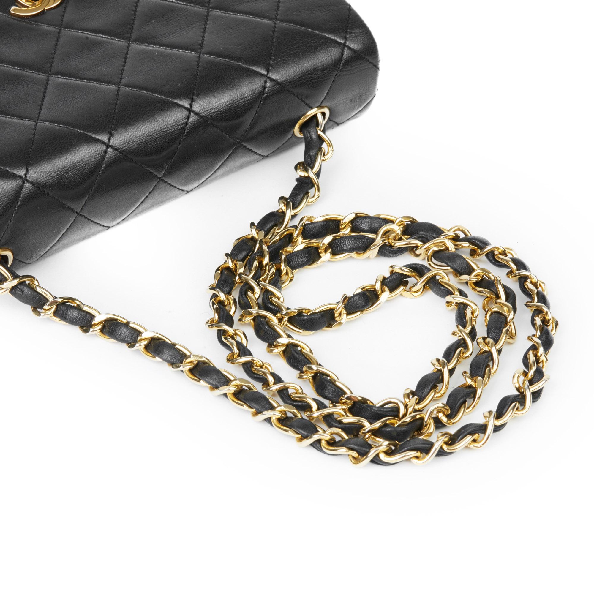 1990 Chanel Black Quilted Lambskin Vintage Mini Flap Bag 3