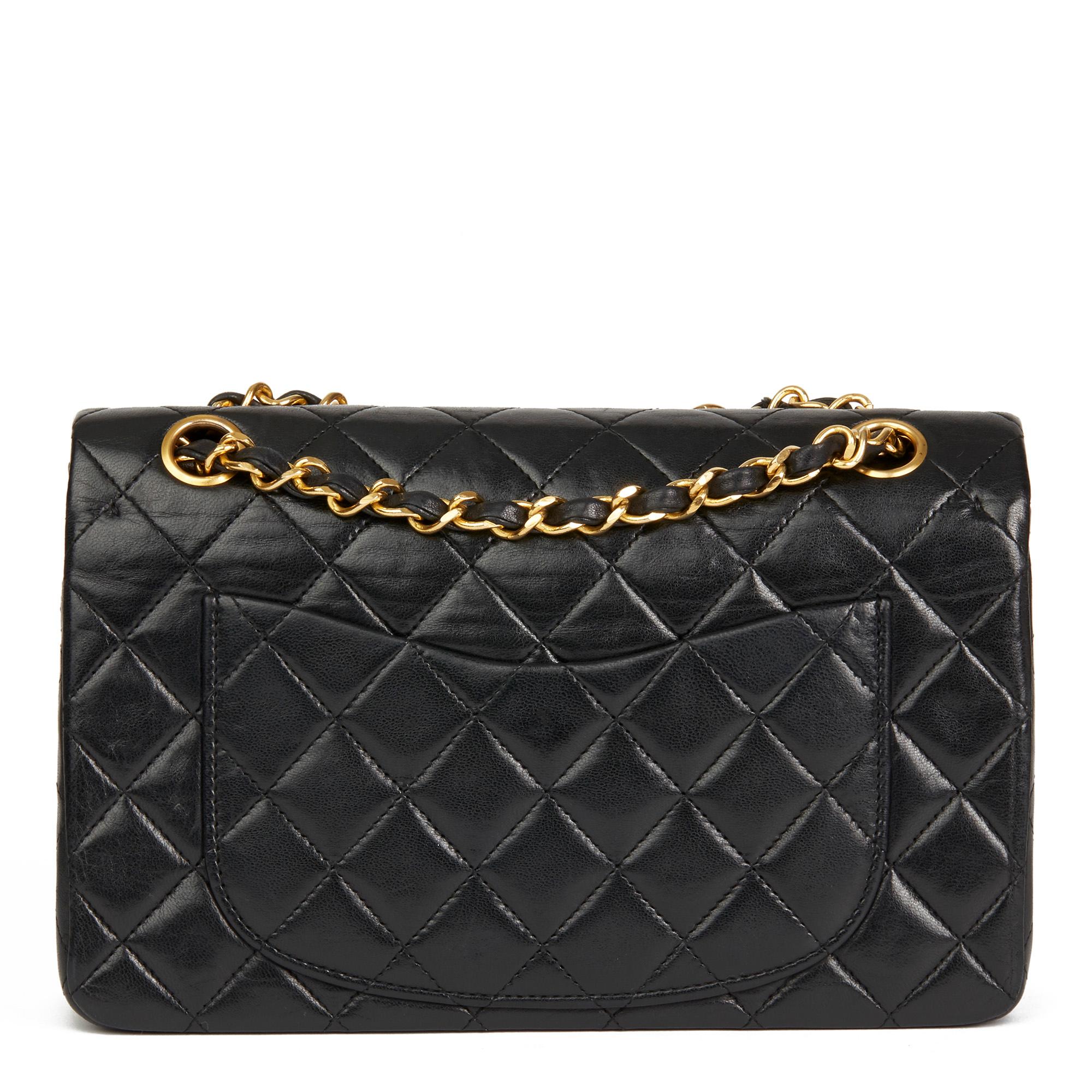 1990 Chanel Black Quilted Lambskin Vintage Small Classic Double Flap Bag In Excellent Condition In Bishop's Stortford, Hertfordshire