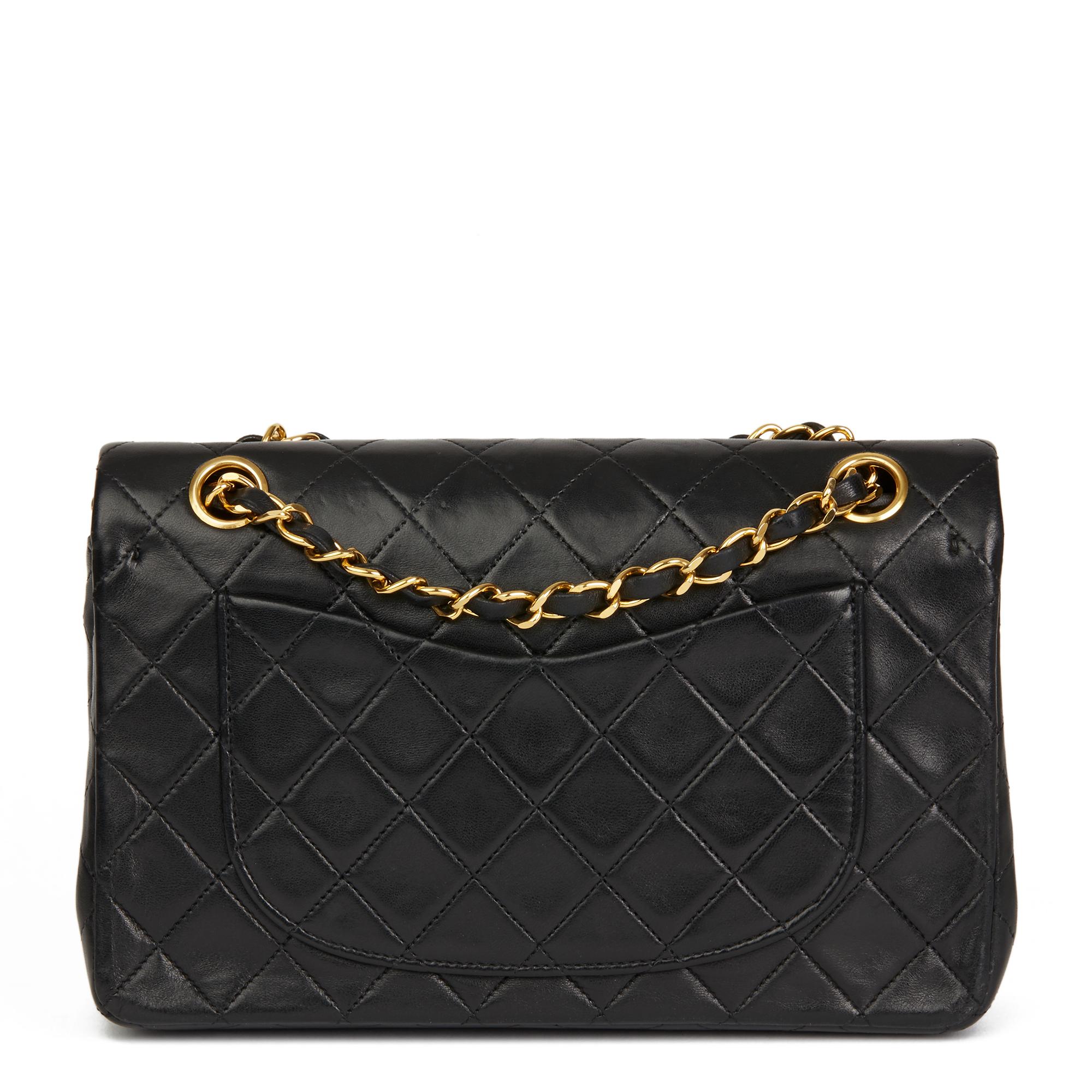 1990 Chanel Black Quilted Lambskin Vintage Small Classic Double Flap Bag In Excellent Condition In Bishop's Stortford, Hertfordshire