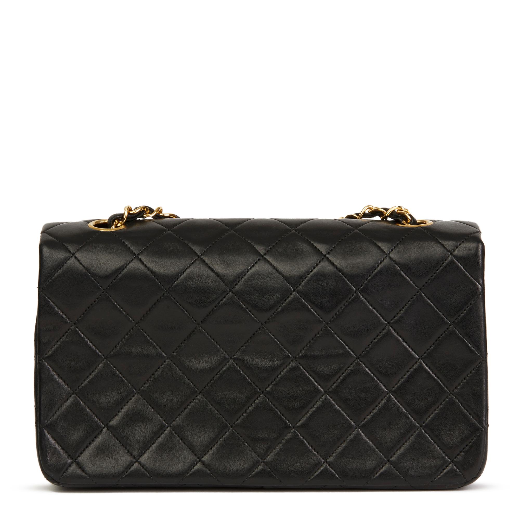 Women's 1990 Chanel Black Quilted Lambskin Vintage Small Classic Single Full Flap Bag