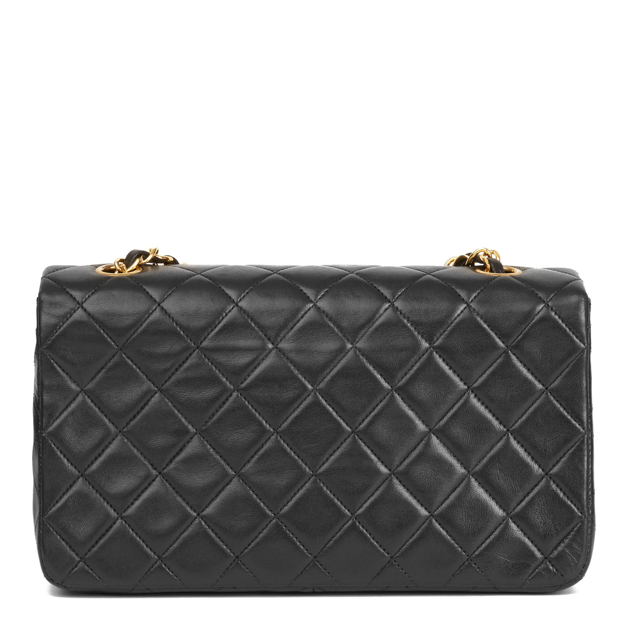 Women's 1990 Chanel Black Quilted Lambskin Vintage Small Classic Single Full Flap Bag