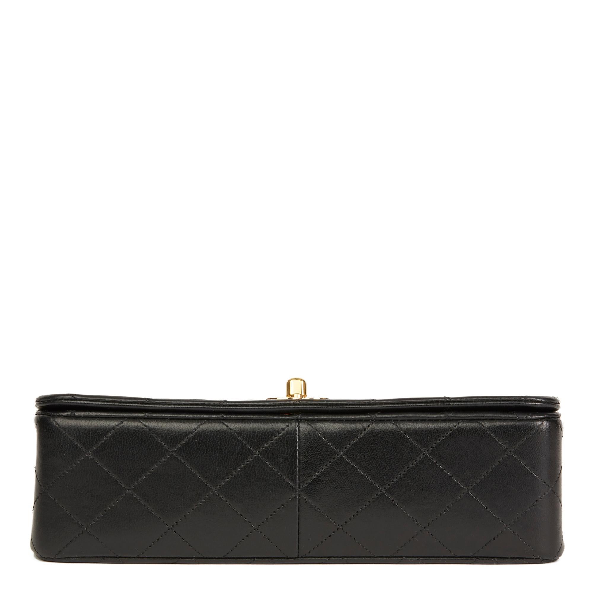 1990 Chanel Black Quilted Lambskin Vintage Small Classic Single Full Flap Bag 1
